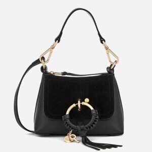 NWT ✅ See by Chloe JOAN (Small) Leather & Suede Bag BLACK ✨ NWT, COA, DUST BAG